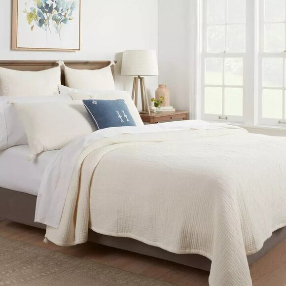 Threshold Full/Queen Cotton Double Cloth Quilt Cream - Picture 1 of 4